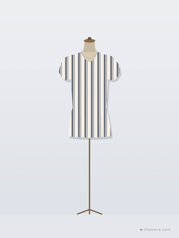 Striped Cotton Blouse — Navy